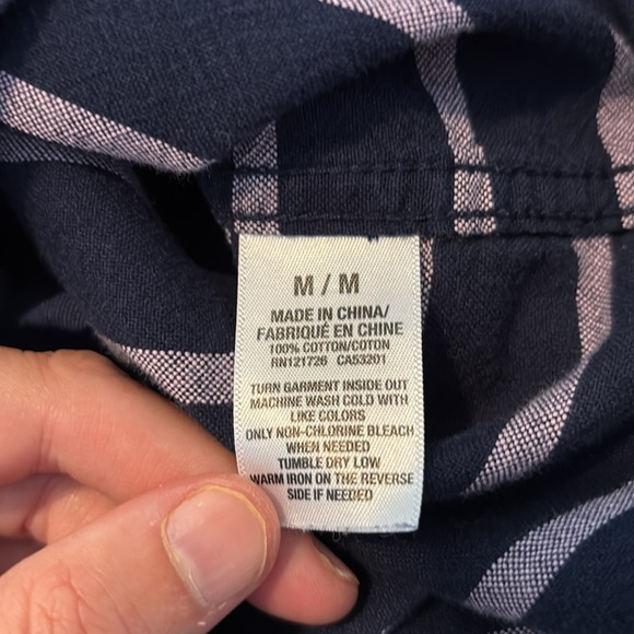 Aeropostale men’s blue striped short sleeve button down shirt size medium - Picture 8 of 8